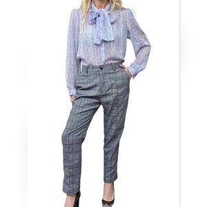 SSSTUTTER Plaid Tailored Trousers Size 3 Gray Cropped Ankle Pants